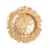 Hot Selling Newest Elegant Gold Reef Glass Charger Plates Wholesale