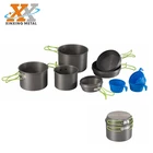 Hot sale 3 person hard anodized camping cook set With folding Handle