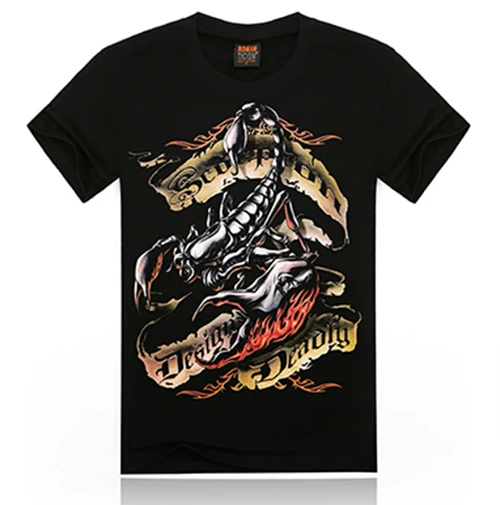 Free Shipping 2015 Fashion Men's Novelty Cotton Scorpion 3D Printing T-shirt Whlesale Hot Sale Short Sleeve 3D Tees For Men