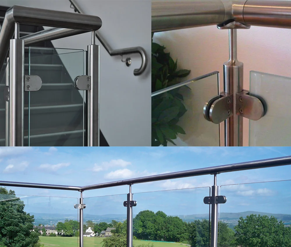 Stainless Steel Fixings Glass Balustrade Clamps Glass Holding Clips