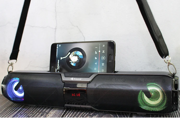2400mAh Output Power Backpack Long Portable Speaker With TF AUX FM LED Phone Stand - ANKUX.COM