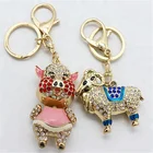 Hot selling customized nice style animal pig diamond metal key chain