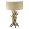 Industrial American Style Modern Home Nautical Driftwood Bedside Decorative Hand Crafted Wooden Table Lamp With Jute Shade