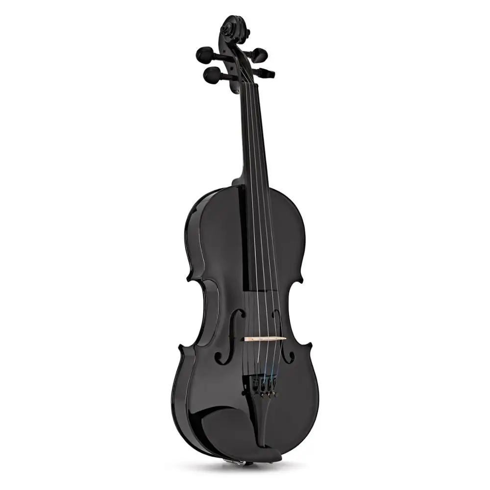 4/4 schwarz Massivholz Violine mit Hard Case, Schulter Rest, Bogen, kolophonium und Extra Saiten (Volle Größe)