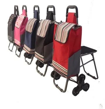 Pratico colorato comodo pieghevole shopping trolley con sedia a rotelle