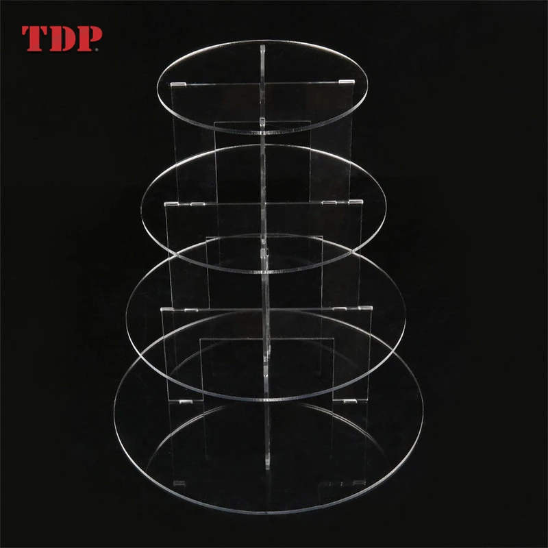 3/4 Tier Party Wedding Cup Cake Display Holder Round Circle Clear Acrylic Cupcake Stand
