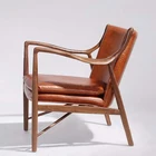 Luxury royal leather nordic style wood frame arm rest sofa chair living sitting room furniture set