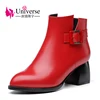 E176 med heel ankle boots women comfortable walking shoes winter boots