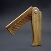 HIgh quality Handmade Green Sandalwood Wooden Folding Comb All Hair Types Beard Mustache Brush