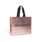 high quality eco laminated tnt pink non woven fabric tote carrier shopping packaging bag for fashion shop