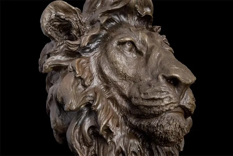 现代艺术设计金属表装饰青铜狮子头雕塑