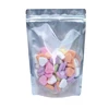 Clear front aluminum foil back heat sealable zip lock packaging bag for candies beans dry flowers