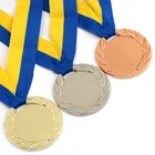 Custom Half Marathon Sport Finisher Gold Silver Medallion Medal With Ribbons