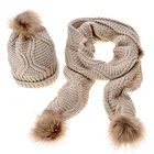 Cosum fashion winter chunky knit scarf winter woman wholesale hat and scarf sets