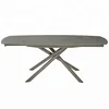Modern style furniture painted glass top expandable metal dining table with 4 legs