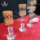 New gold covered votive crystal glass cylinder candle holder for wedding centerpiece