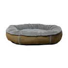 Faux Suede & Tipped Berber Round Dog Bed