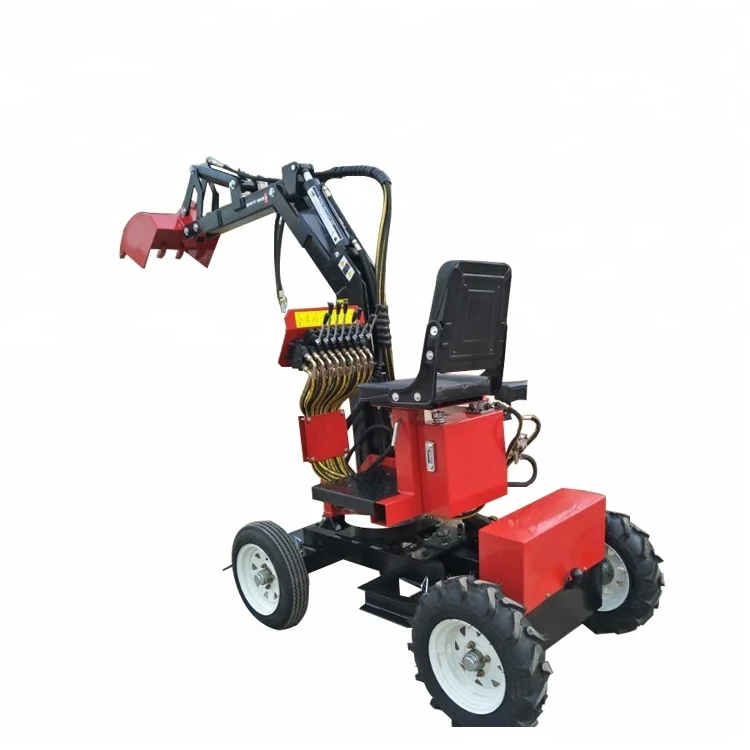 4 ruedas caminando granja jardín mini excavadora tractor con pala con certificado CE
