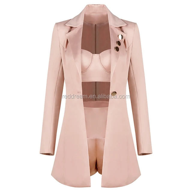 2018 New Women 3 Pieces Set Sexy Single Button Celebrity Party Women Bandage Top Set Club wholesale vestidos
