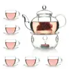 27oz 800ml Wholesale Pyrex Glass Infuser Borosilicate Glass Arabic Tea Pot Sets With Custom Logo