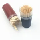Disposable sterile bamboo toothpicks in plastic bottle