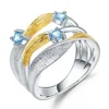 Abiding gold plated natural swiss blue topaz gemstone fashion jewellery sterling silver finger ring women