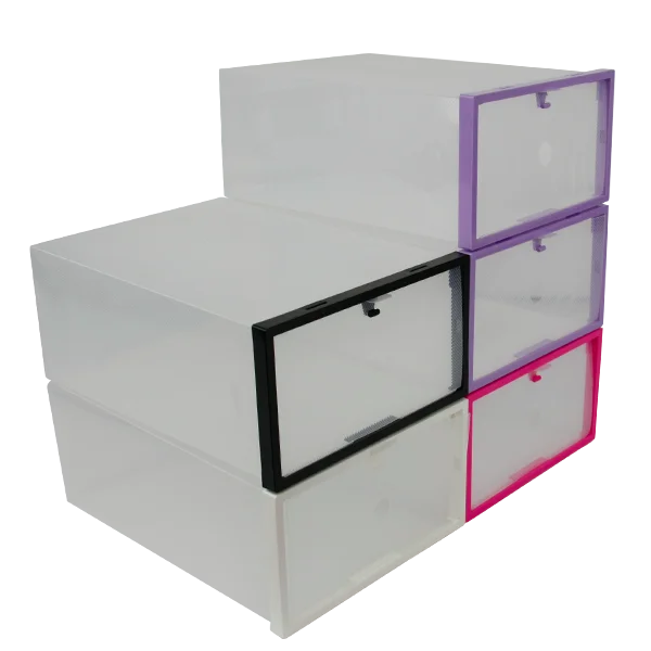 Waterproof & Folding PP plastic shoes storage box organizer with front window