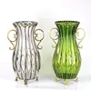 YG4881 garden decor big color glass with classical wire european fresh flower vases wholesale