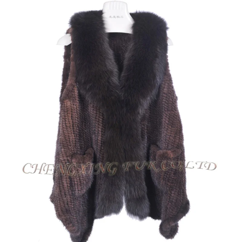CX-G-B-263C New 2015 Winter Knitted MInk Fur Vest High-Grade Fur Coat Women Coat
