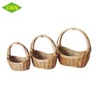 Durable wicker gift basket wholesale boat shape cane basket with handle