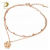 Marlary Stainless Steel Fashionable Flower Charm Design Gold Plated Anklet For Women And Girls Indian Anklets