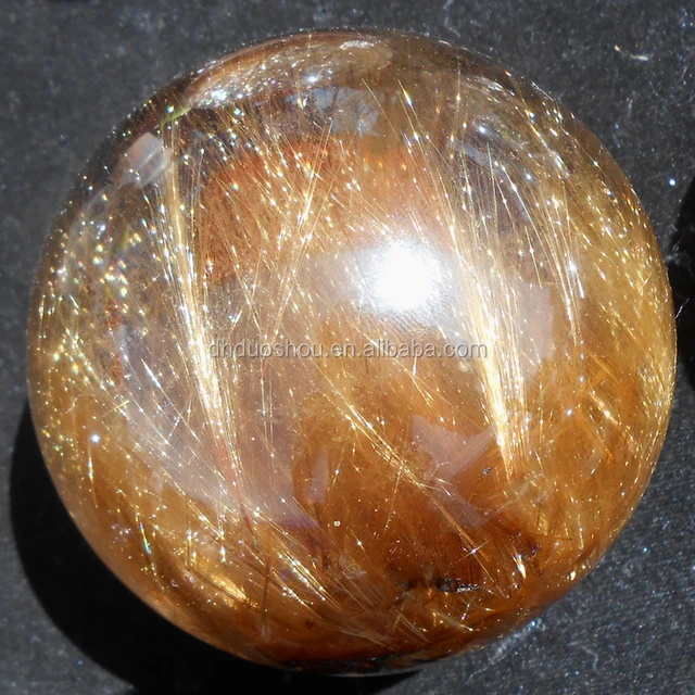 large natural gold rutilated quartz crystal ball polished stone