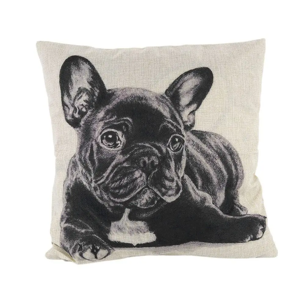 45*45CM Funny Lovely Animal Dog Pattern Office Cushion Pillow Cover Cotton Linen Decorative Pillows Pillowcases Covers 5 Types