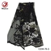 Black embroidered tulle fabric flower design french lace fabric for making dress