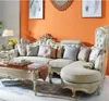 European luxury classic golden L shape corner leather sofa set design in family