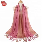 Elegant Beauties Monochromatic Silk Tassel Scarf Muslim