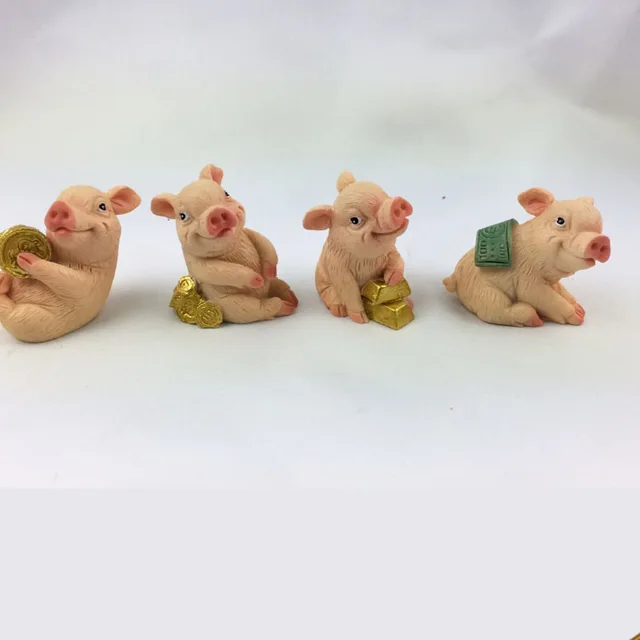 piggy decorative christmas 3d resin money pig statues for gift