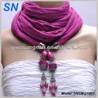 Beautiful Lady Necklace Scarf with Jewelry Pendant