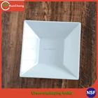 Best seller strong melamine dinner plate, special square shape white plate stock for hotel