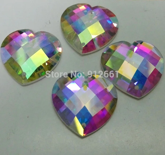 crystal glass beads flat back no hot fix shiny heart rhinestone rivoli sew on two holes garment accessories