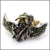 Final Destination Punk Style Silver Engraved Winged Cloaked Death Skull Pendant