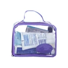 purple sewing pipping clear pvc zip lock bag handle cosmetic toiletry pouch