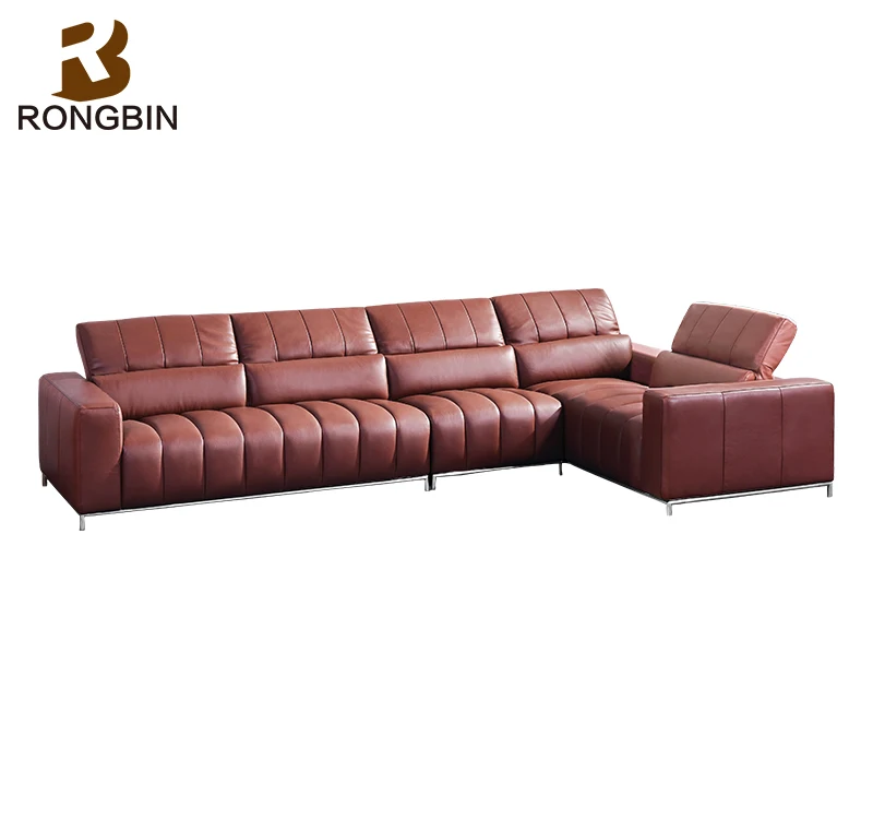 Modern Design Recycled Genuine Thick Leather L Sofa In Guangdong