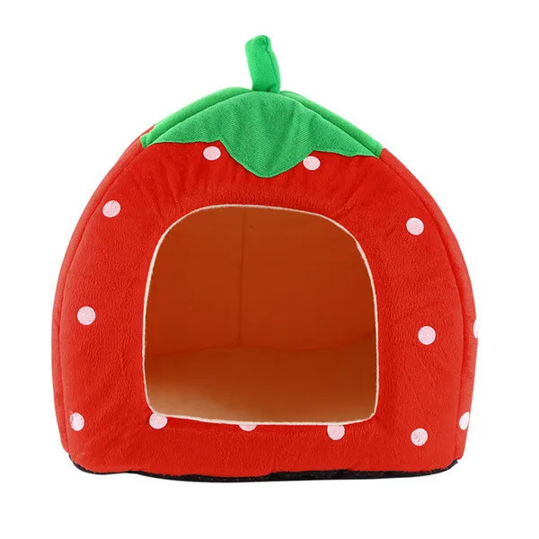 1pc Soft Strawberry Pet Igloo Dog Cat House Kennel Doggy Fashion Cushion Basket Newest hot search