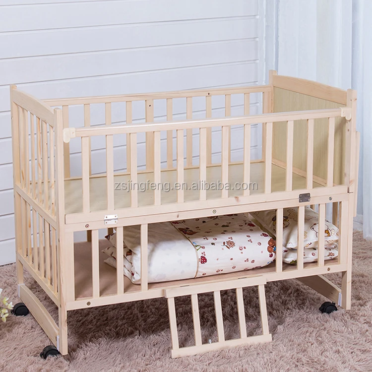 Baby Wooden Cot Factory Price New Design Nature Wooden Foldable