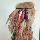 Handmade Colorful Adjustable Native Tribal Headband Hair Rope Feather Headpiece