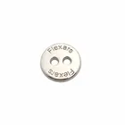 Zinc alloy engraved silver brand logo custom metal 2 hole button for shirt