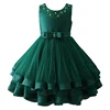 New stylish evening green gown party dress for 3-5 year old girl party dresses for teenage girls