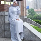 New Design Middle East Dubai Pakistan Long Sleeved Tanzania Islamic White Headscarf Abaya Dress