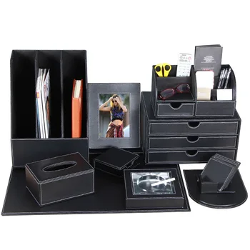 Office Desktop Table Organizer 3 4 5 6 7 8 9 10 Sets Leather